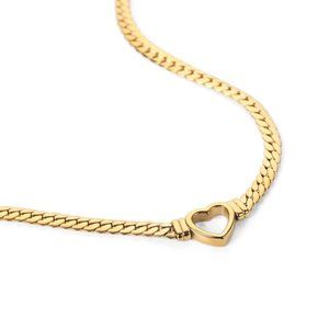 18K Stainless Steel Gold Link Plated Heart Chain